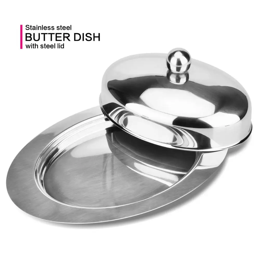Stainless Steel Butter Dish Cheese Tray with Lid Kitchen Accessories
