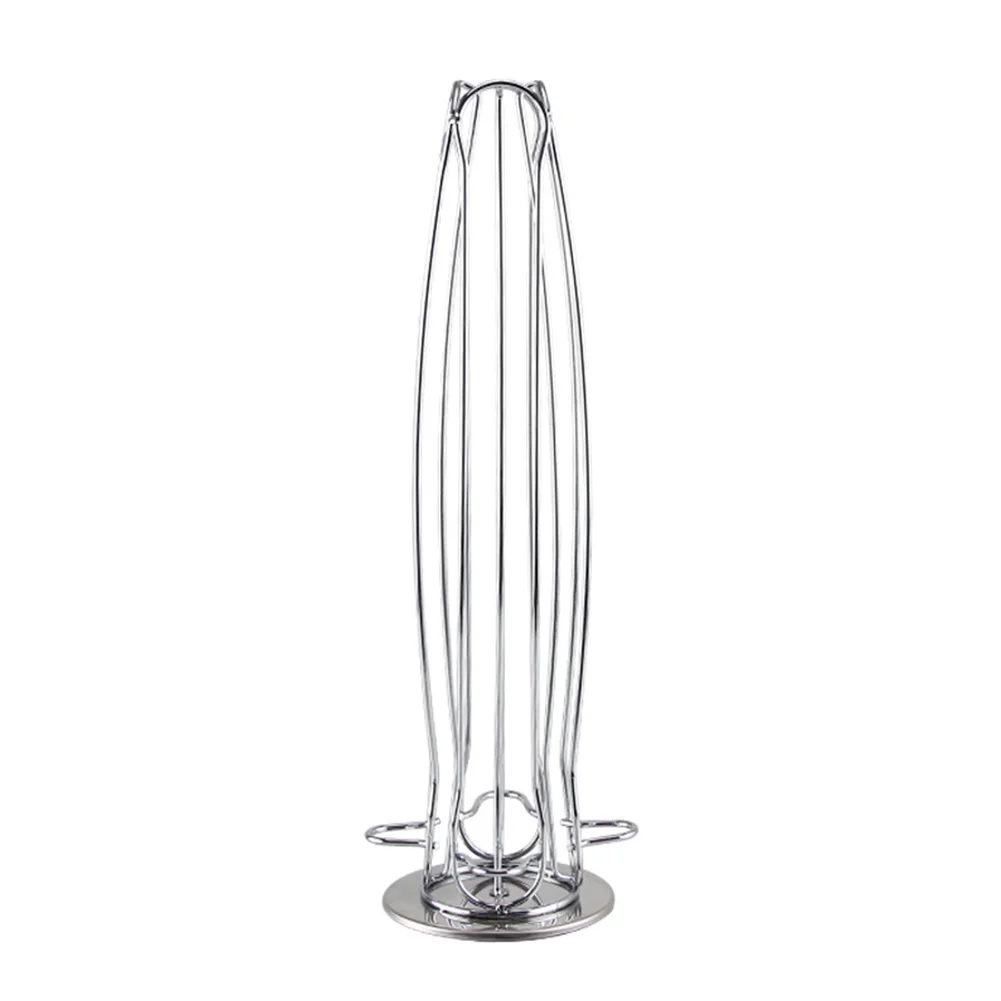 

Durable Iron Chrome Plating Shelves Tower Rotating Design Tool Storage Rack 40 Coffee Capsule Filter Display Stand Pod Holder