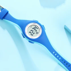 Kids Sport Waterproof Blue Silicone Digital Wristwatch with Stopwatch Feature (Sky blue watch)