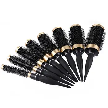 

High Temperature Resistant Hair Brush Anti-Static Iron Round Barrel Drying Curling Comb Salon Hairdressing Styling Tool
