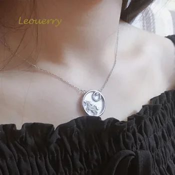 

Leouerry 925 Sterling Silver White Fritillary Seashell Unicorn Star Moon Necklace Chic Necklaces for Women Silver 925 Jewelry