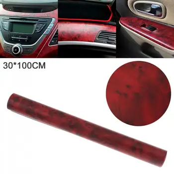 

30 x 100cm PVC Matte Red Wood Pattern Automobile Repacking Sticker Fit for Car / Motorcycle / Electronic Product / Home