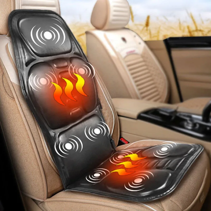 Electric 9 Motor Portable Heating Vibrating Back Massager Chair In Cussion Car Home Office Lumbar Neck Mattress Pain Relief Mat
