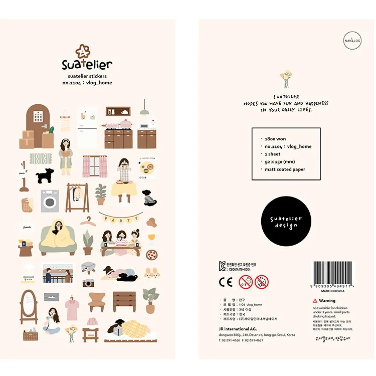 Korean Brand Sonia My Daily Vlog at Home Stickers DIY Scrapbooking Diary Stationery Stickers Supplies afbeelding