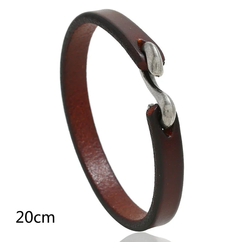 Brown 20CM LNRRABC кожаный браслет для мужчин Простой ремень на запястье Пряжка Корея ювелирные изделия pulseira masculina браслеты для женщин - Окраска металла: Brown 20CM