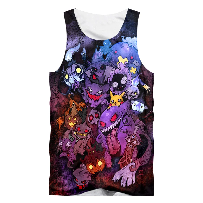 06802 UJWI мультфильм Haunter свободные Go игры 3D печатных Забавный без рукавов большой размеры Мужская майка 5XL Огненный Дракон - Цвет: 06802