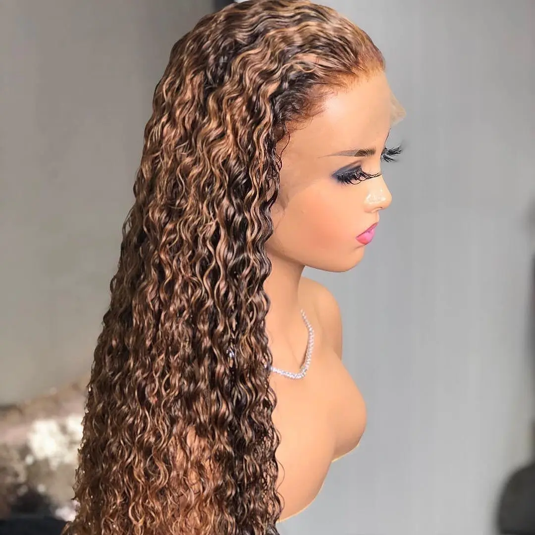 Crissel Ombre Kinky Curly Lace Front Wig Brazilian Virgin Hd Highlight