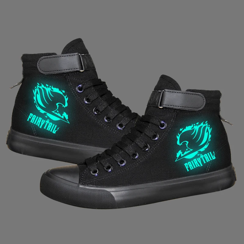 

Unisex Anime Fairy Tail Luminous Casual Ankle Canvas Shoes Hook Loop Flat plimsolls Sneakers