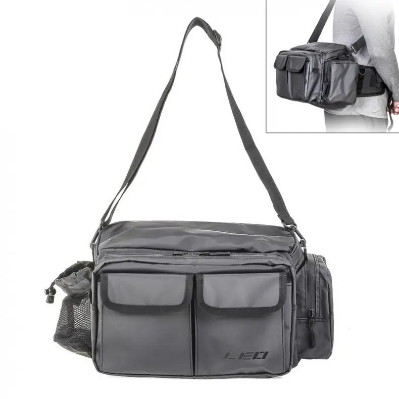 

IPX4 Waterproof Fabric Fishing Bag 11L Large Capacity Waist Shoulder Messenger Fishing Tackle Reel Lure Camera Storage Bag