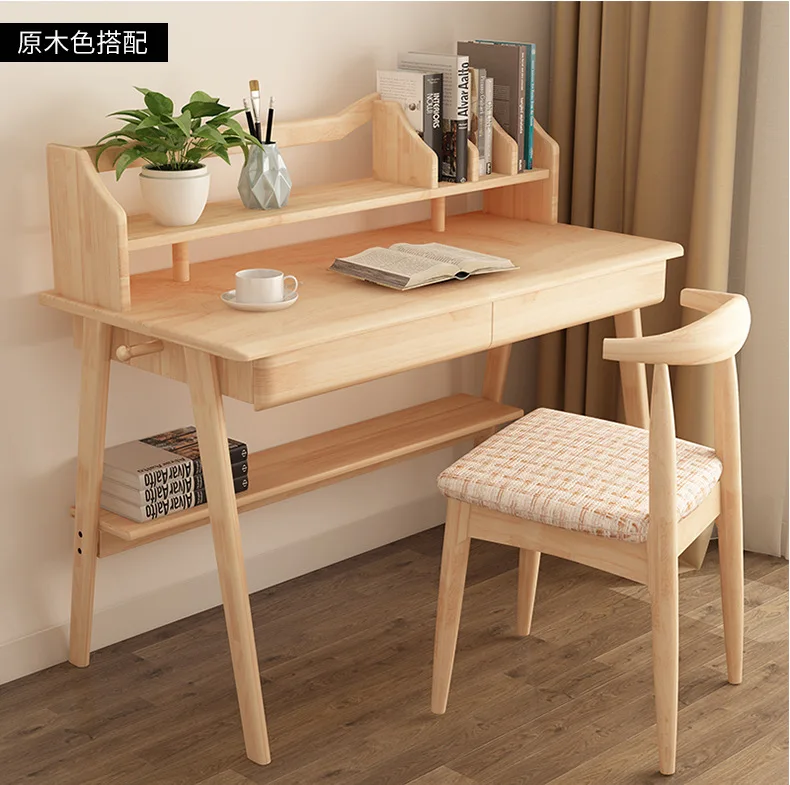 

Northern European-Style Solid Wood Desktop Computer Desk Simple Japanese Style Office Desk Children Students Writing Desk Booksh