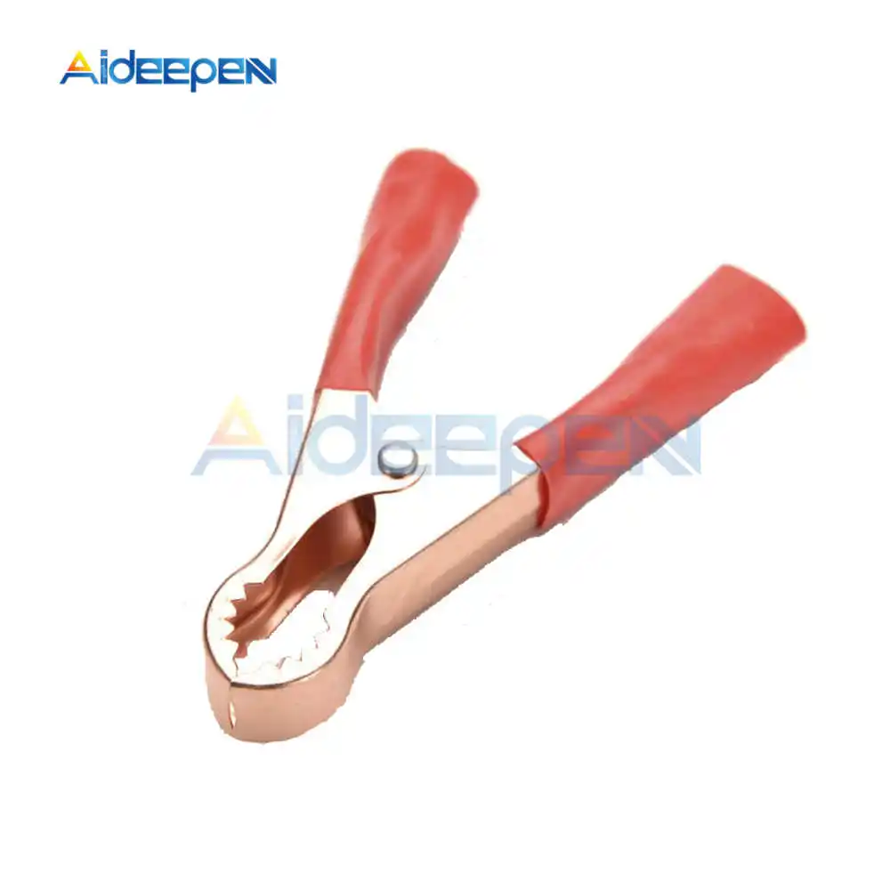 2Pcs 50A 80mm Crocodile Clip Car Caravan Van Battery Test Lead Clips Battery Clamps Alligator Clips Red + Black
