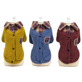 

1PC New Winter Pet Lapel Sweater Teddy Bear Bomei Puppy Clothes Plaid Pet Warm Dog Coat For Small Pet Clothes 4