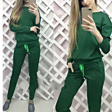 Модная спортивная одежда для бега, женский Повседневный пуловер с длинным рукавом, спортивный топ с длинным рукавом+ длинные штаны, набор, купальник женский