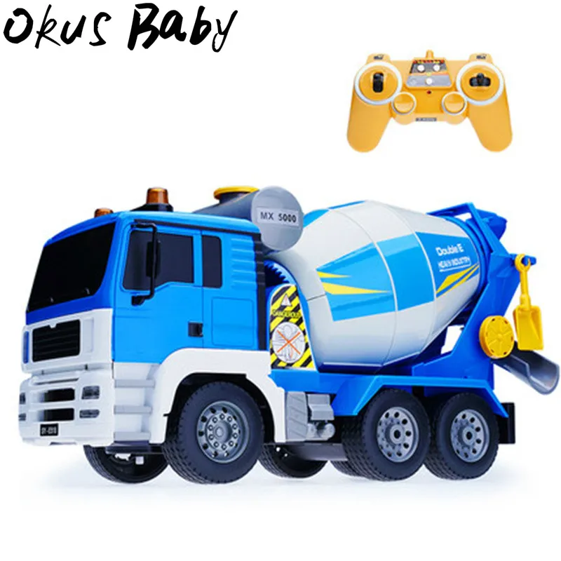 

2021 Big size High Simulation Remote control Mixer Truck self-unloading dirt Cement Concrete Mixer Stir Rotating RC agitator Tru