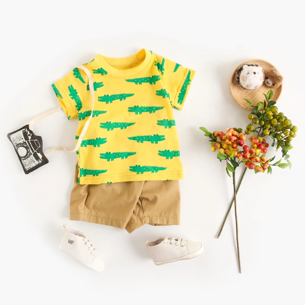 Sanlutoz Cartoon Boys Clothing Sets Summer Short Sleeve Cotton Baby Tops + Baby Shorts 2Pcs Casual 5