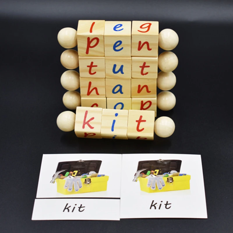 

Baby Wooden Toy Alphabet Block Spelling Word cube Game Monterssori Educational Learning English Cards Early Educational for Kids