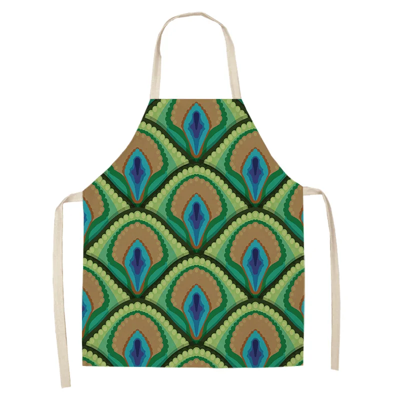 1 Pcs Leopard Print Kitchen Aprons for Women Men Home Cooking Baking Waist Bib Cotton Linen Pinafore Cleaning Tools