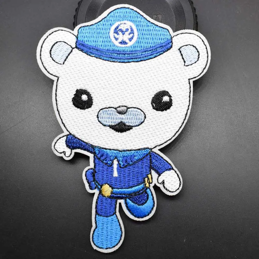 laomaozi xiong С изображением персонажей из мультфильма «Большой Размеры Octonauts Полар-флиса Белый Sea Bear для мальчиков и девочек, гладить на нашивки вышитые патч для Костюмы одежда - Цвет: laomaozi xiong