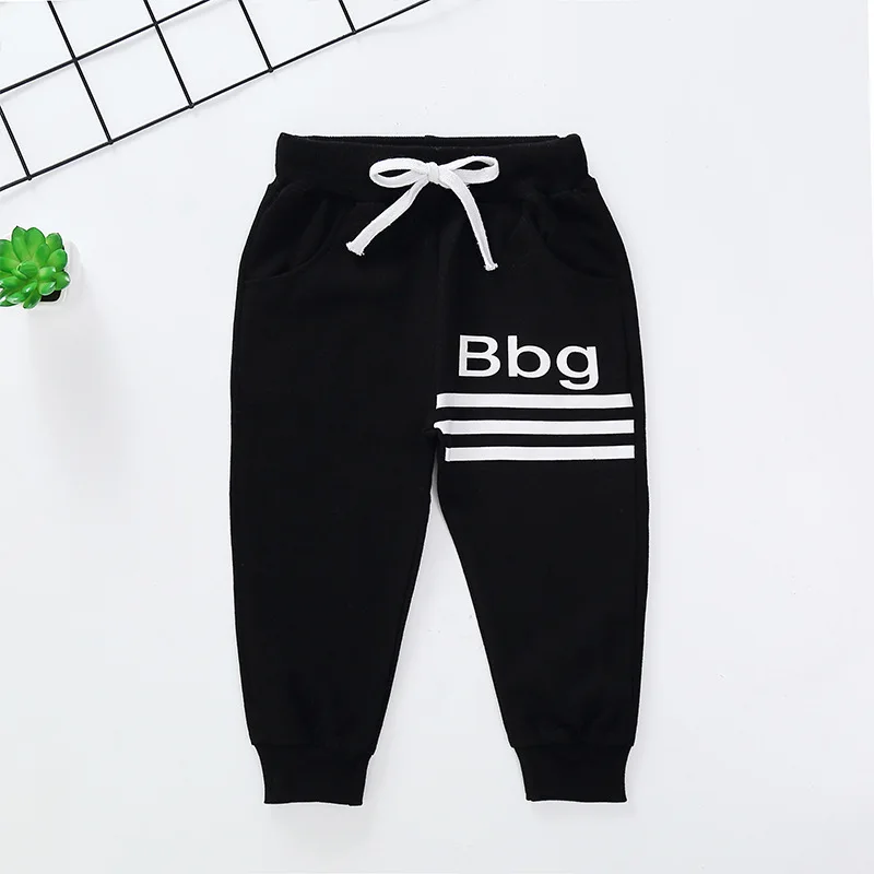 Black Casual Spring Autumn New Kids Boys Girls Sport Print Pants Jogging Kids Children Long Trousers Newborn Toddler Pants - Цвет: Black