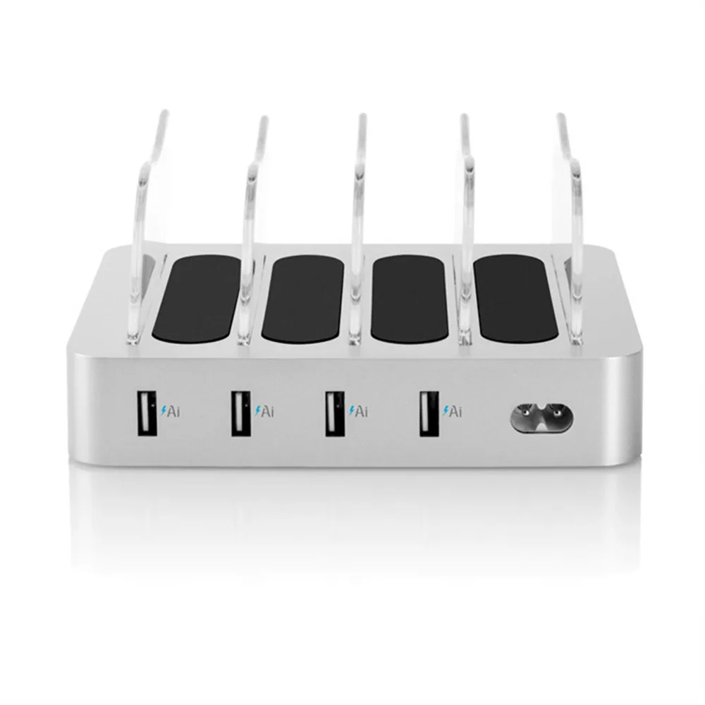 4USB зарядная станция Подставка-органайзер с 4 Порты 22 Вт для iPhone X/8/8 Plus/7/плюс samsung для мобильных телефонов и планшетов смарт-устройств