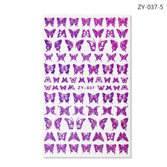 Holographic 3D Laser Butterfly Nail Art Stickers Gold Silver Nail Adhesive Sliders Decals Laser Sticker Decor DIY Manicure
