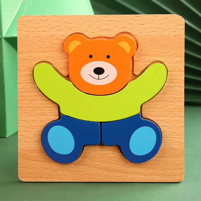 High Quality 3D Wooden Puzzles Educational Cartoon Animals Early Learning Cognition Intelligence Puzzle Game For Children Toys 37