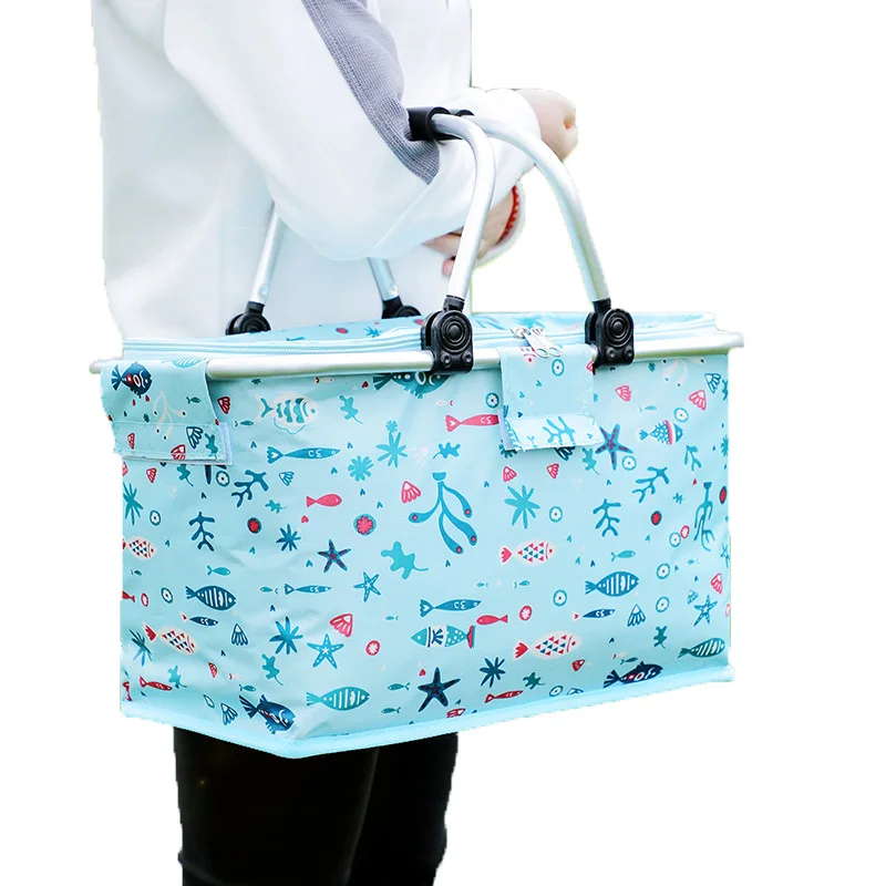 Picnic Basket Folding Women's Large Portable Travel Thermal Lunch Beach