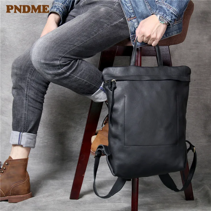 #Special Offers Рюкзак PNDME из воловьей кожи для мужчин и женщин, Простой повседневный легкий черный рюкзак из натуральной кожи для ноутбука #Special Offers Рюкзак PNDME из воловьей кожи для мужчин и женщин, Простой повседневный легкий черный рюкзак из натуральной кожи для ноутбука