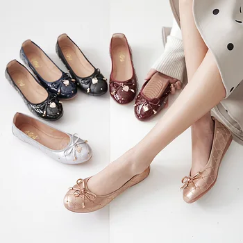 

2020 New Women Ballet Flat Shoes Egg Roll Casual Fashion Slip-on Shoes Woman Flats Shoe Patent Leather Shoes Ladies Footwear
