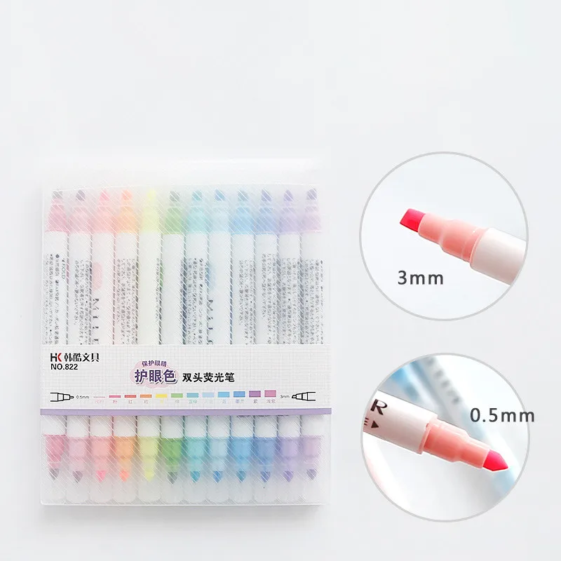 

12 school highlighters students can use double-headed highlighter pens crayon watercolor watercolor pens