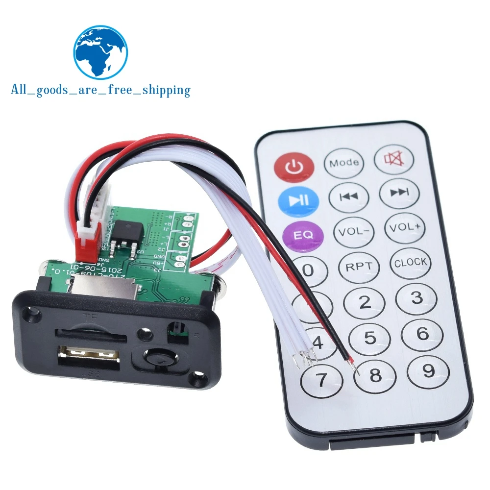 5V/12V Mini MP3 Decoder Board USB TF Reader+IR Remote Controller Player for Car 