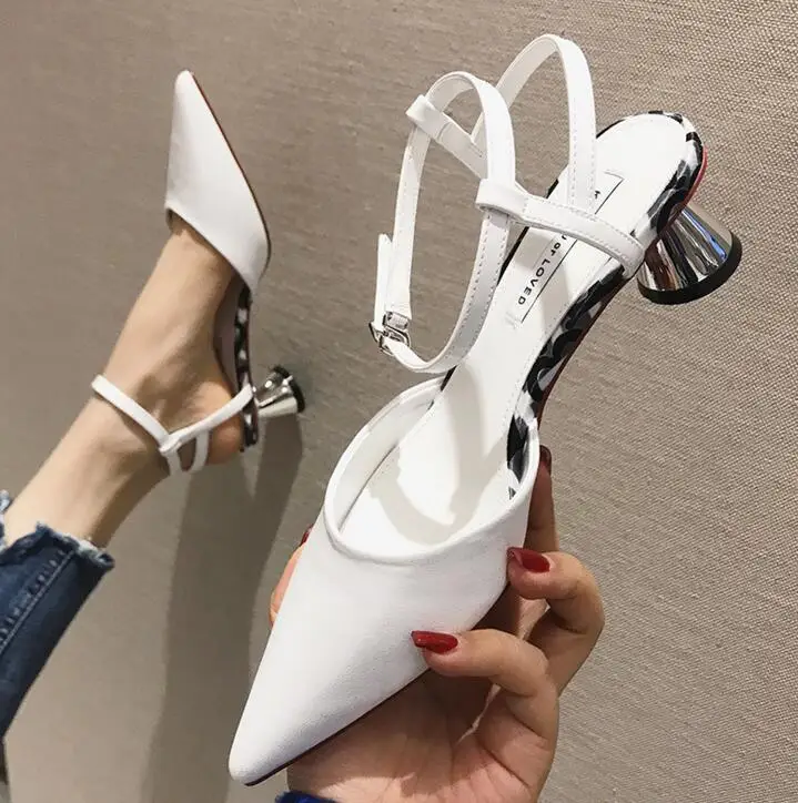 

2019 summer New women beautiful sexy flock round heels high heels sandals woman shoes fashion pumps