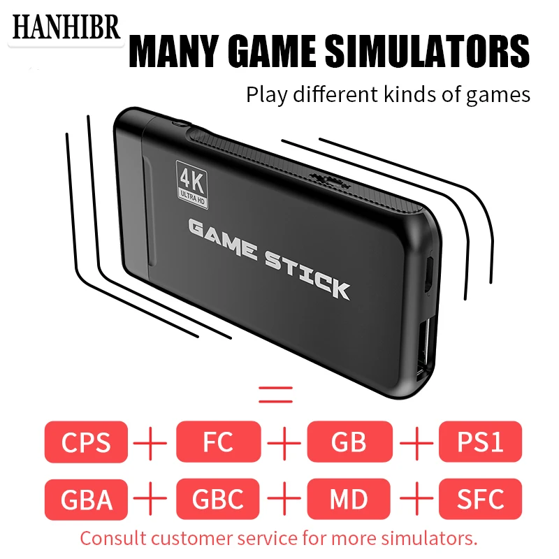 HANHIBR U8 4K HD видео игровая консоль 2 4G двойной беспроводной контроллер для PS1/MAME