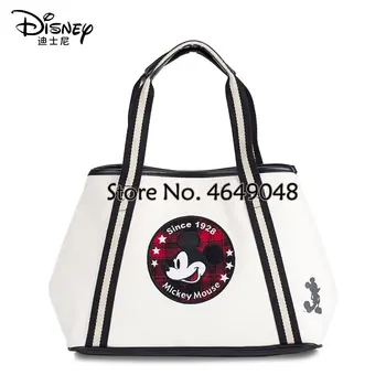 

Disney Mickey Women Large Capacity Mummy Bag Minnie PU+Canvas Bag Fashion Shopping Travel Bag Shoulder Bag Handbag Ladies Bag