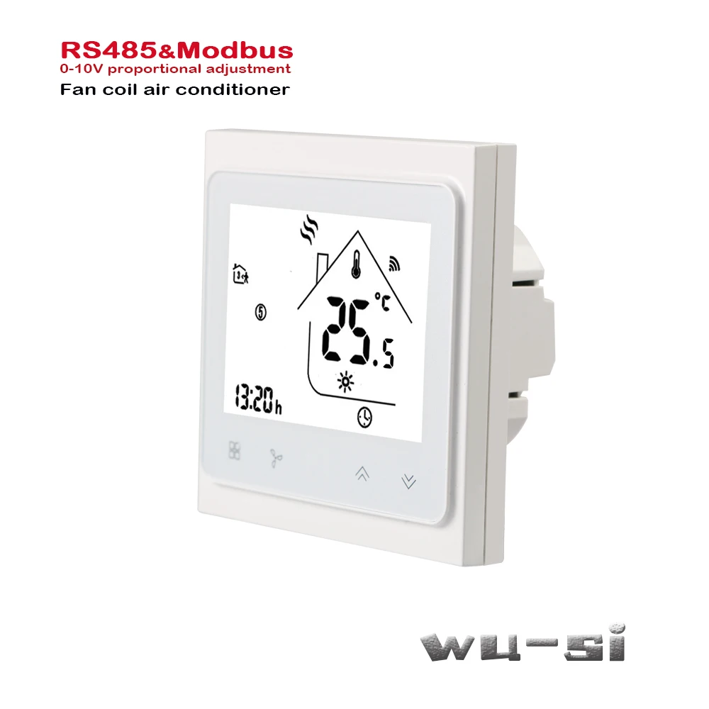 

2Pipe cooling heating fan coil unit thermostat RS485 Proportioneel valve 0-10V signaal control,95-240VAC,24VAC optional