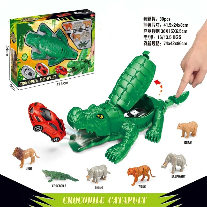

Crocodile Catapult Children Ejection Racing Bicycle Educational Hands-on Play House Crocodile Model Animal Car Toy