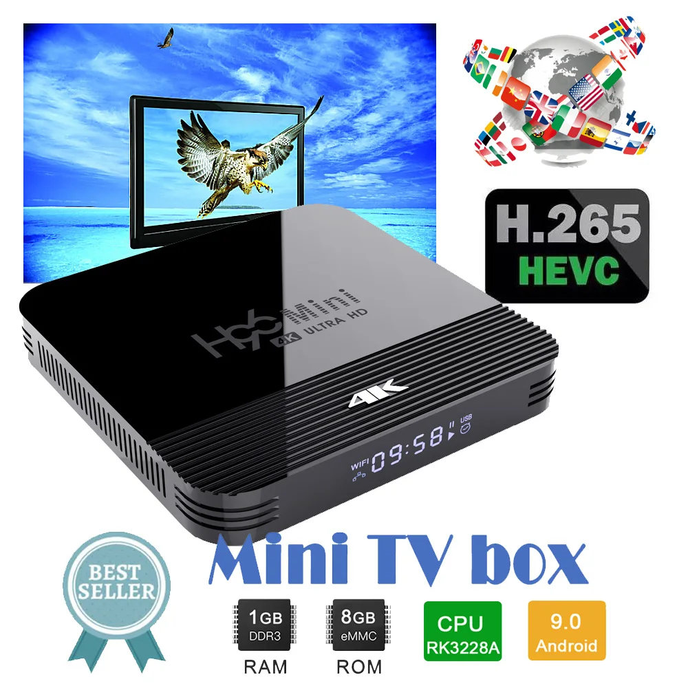 

RK3228A H96 MINI H8 smart tv set top box tv H.265 Android 9.0 2.4G/5G WiFi Bluetooth 4.0 Youtube Google Player H96 smart tv box