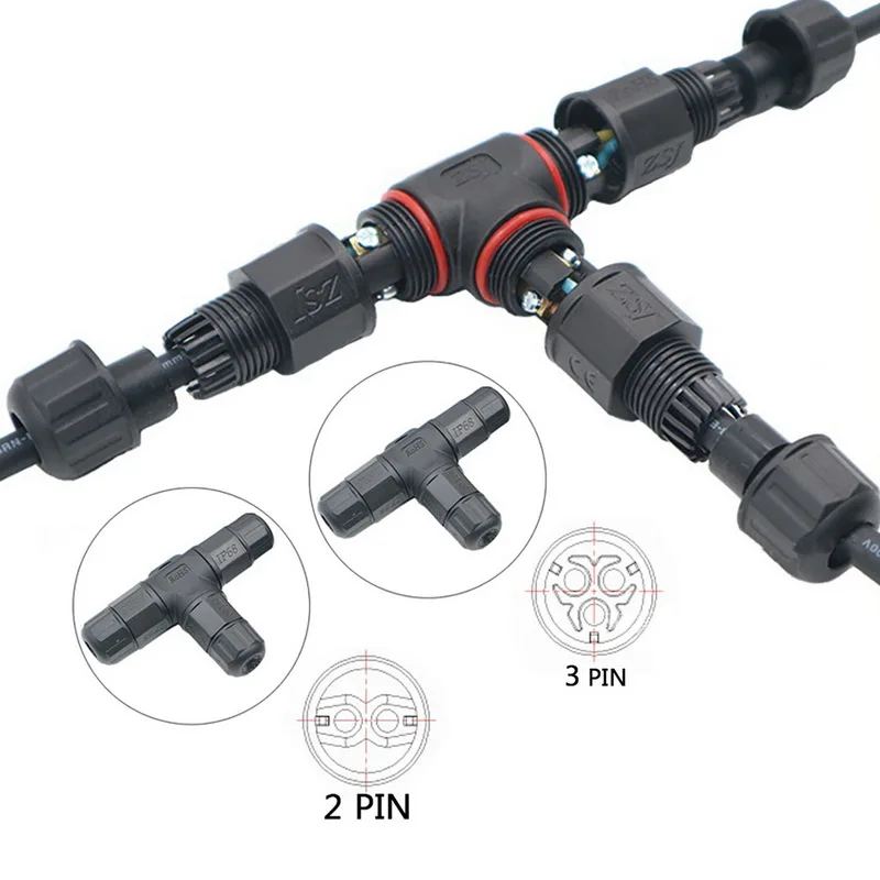 IP68 Connector Adapter 2 Pin 3 Electrical Terminal Wire T Type Cable LED For Waterproof Outdoor Products | Обустройство дома