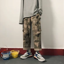 Мужские камуфляжные широкие брюки с принтом хлопковые повседневные брюки мужские брюки для отдыха с карманами в стиле хип-хоп спортивные штаны