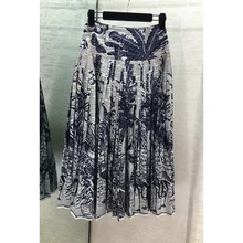 11,20 длинная юбка средней длины с рисунком для ранней весны плиссированная юбка хлопковая юбка с высокой талией качественная юбка средней длины