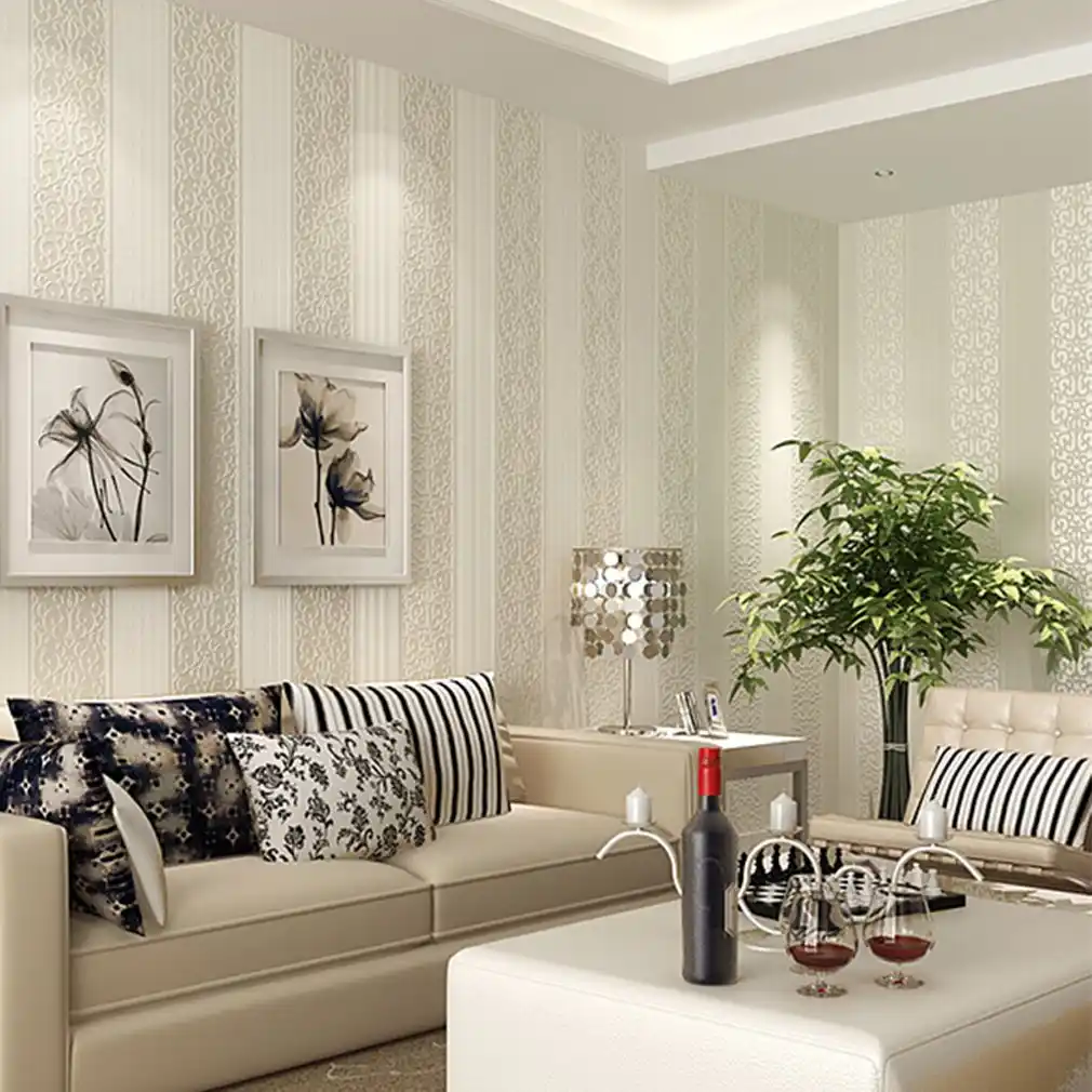 不織布縦縞 3d ロール不織布壁紙の寝室のテレビリビングルーム Aliexpress