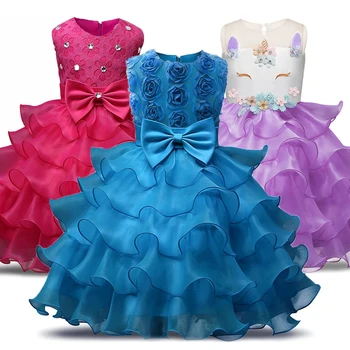 

Girl Dress 2020 Sleeveless Kid Dresses Girls Clothes Party Princess Layered Dress 3-8 Year Birthday Dress Christmas Baptism