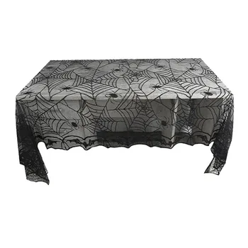 

Halloween Spider Web Tablecloth,48 x 96Inch Rectangular Tablecloth for Halloween Party Decoration,1 Pcs,Black
