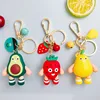 Fruit Doll Keychain Green Avocado Red Strawberry Yellow Pear Orange PVC Pendant Bag Car Keyring Girl Boy Couple Cute Trinket Gif 1
