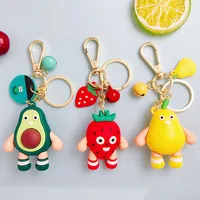 Fruit Doll Keychain Green Avocado Red Strawberry Yellow Pear Orange PVC Pendant Bag Car Keyring Girl Boy Couple Cute Trinket Gif 1