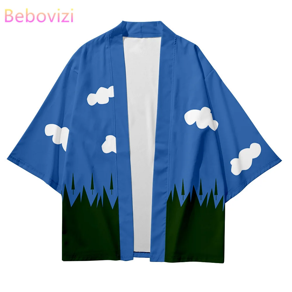 Plus Size XXS-6XL Cloud Print Loose Japanese Streetwear Cardigan Women Men Harajuku Haori Cosplay Kimono Top