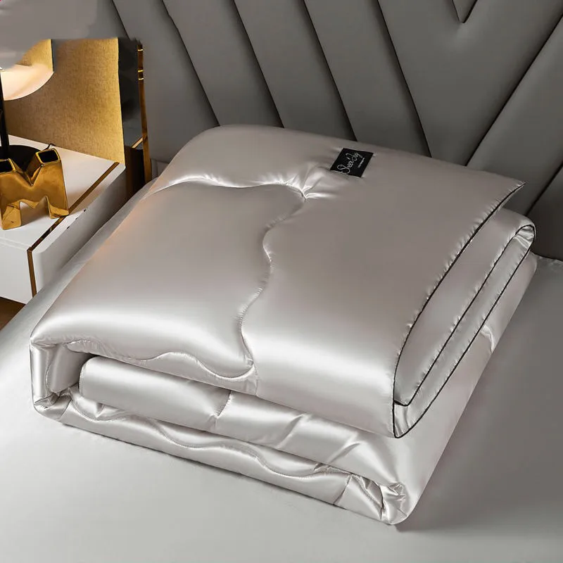 Washable summer ice silk air conditioning thin quilt adult kids home textiles queen king size