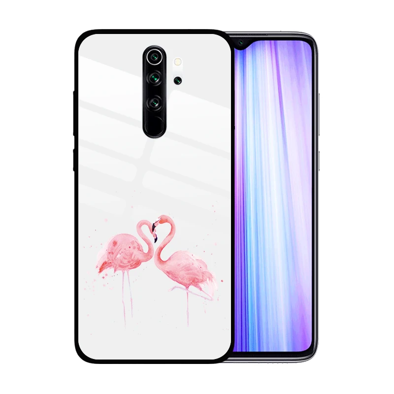 

Flamingo Cute Cartoon Pattern Tempered Glass Case for Xiaomi Redmi Note 8 Pro 7 6 K20 5 Plus 7A Anti-Scratch Shockproof Cover