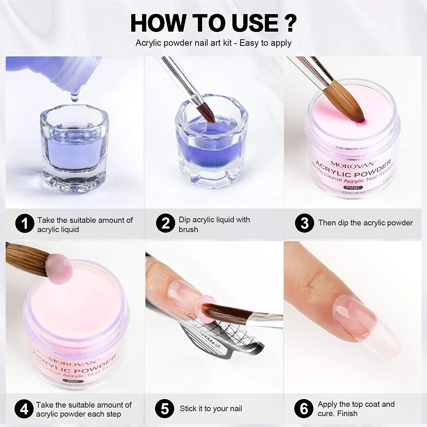 Professional Liquid Monomer and Acrylic Powder Set for Nail Extension Carving-with Pink White Clear Colors Acrylic Nail Powder
