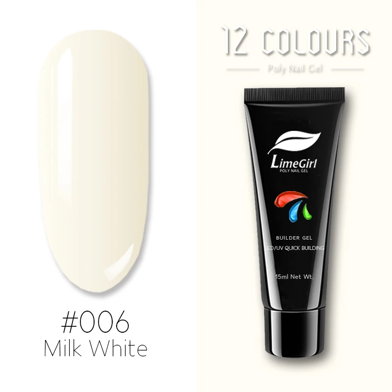 006 Limegirl, 15 г, полигель, профессиональный Гель-лак для наращивания ногтей, полигель для нейл-арта, набор полигелевых ногтей, акриловый гель, кончики для ногтей - Цвет: 006